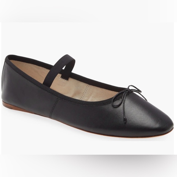 Loeffler Randall Black Leather Flats with Bow - Picture 2 of 6